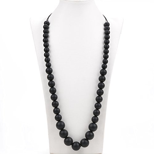 Consider It Maid Silicone Teething Necklace for Mom to Wear Baby Love Black FREE E-BOOK BPA FREE and FDA Approved
